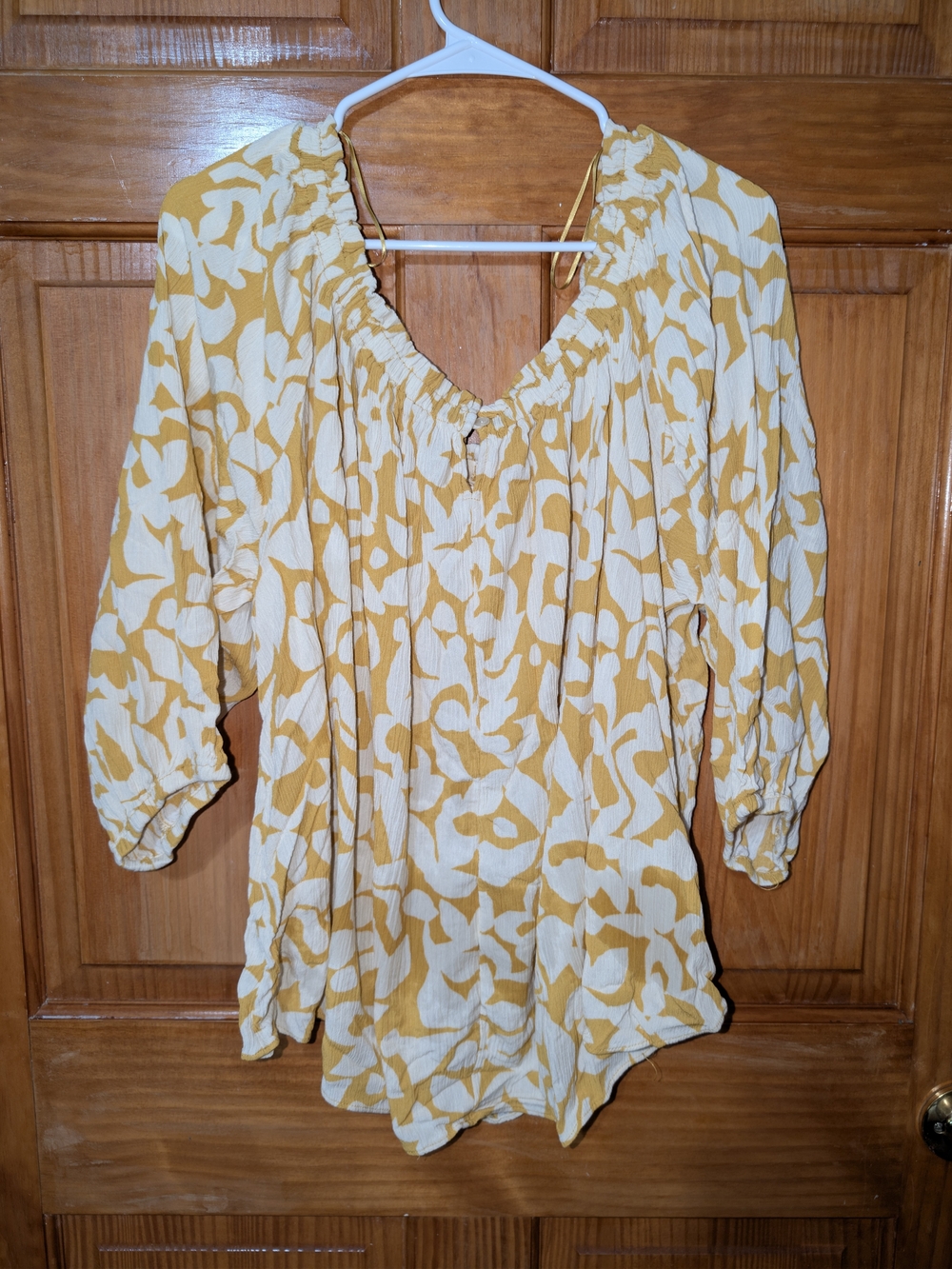 Terra & Sky Yellow and Cream Floral Peasant Tunic